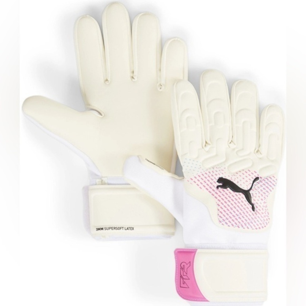 New PUMA Future NC Goalkeeper Gloves White/Pink/Blue 41926 01 Men's Size 10